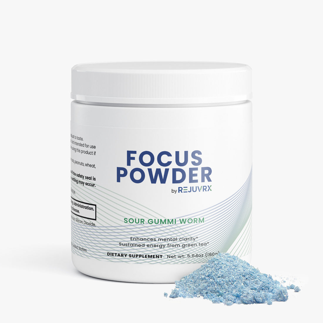 Container of Focus Powder by Rejuvrx on a white background