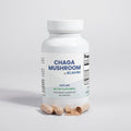 Supplement bottle labeled 'Chaga Mushroom by REJUVRX' on a light gray background