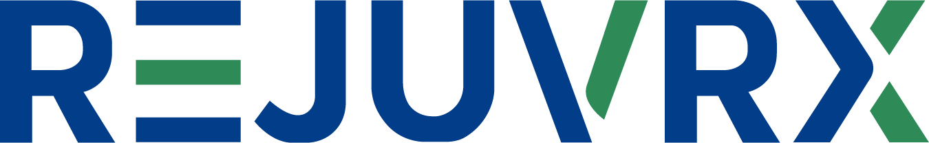 REJUVRX Large logo with blue and green text
