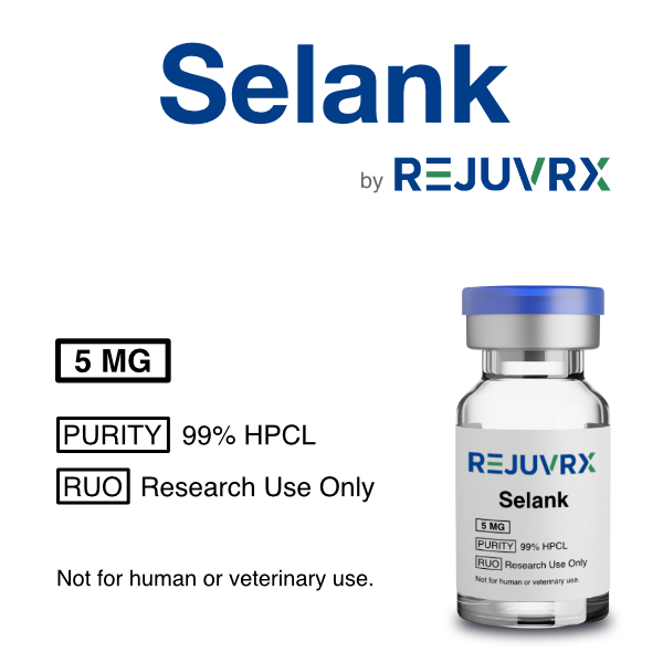 Selank by REJUVRX with a vial on a white background