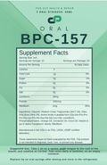 Supplement facts label for Oral BPC-157