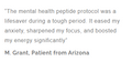 Testimonial quote about mental health peptide protocol from a patient | Rejuv-Rx