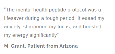 Testimonial quote about mental health peptide protocol from a patient | Rejuv-Rx