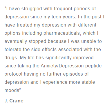 Text review of Anxiety or Depression peptide protocol with positive outcome | Rejuv-Rx